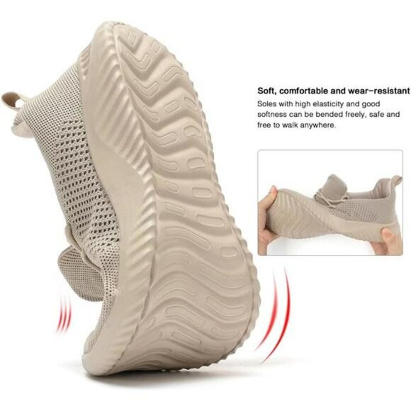 Mens Slip On Walking Shoes Lightweight Mesh Sneakers Non Slip Running Gym - Picture 4 of 8